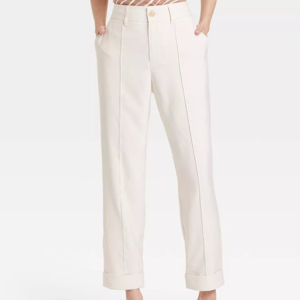 High-Rise Slim Fit Effortless Pintuck Ankle Pants